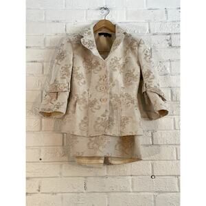 Anne Klein Champagne Skirt Suit Set | Wedding Special Occassion| Size 6P